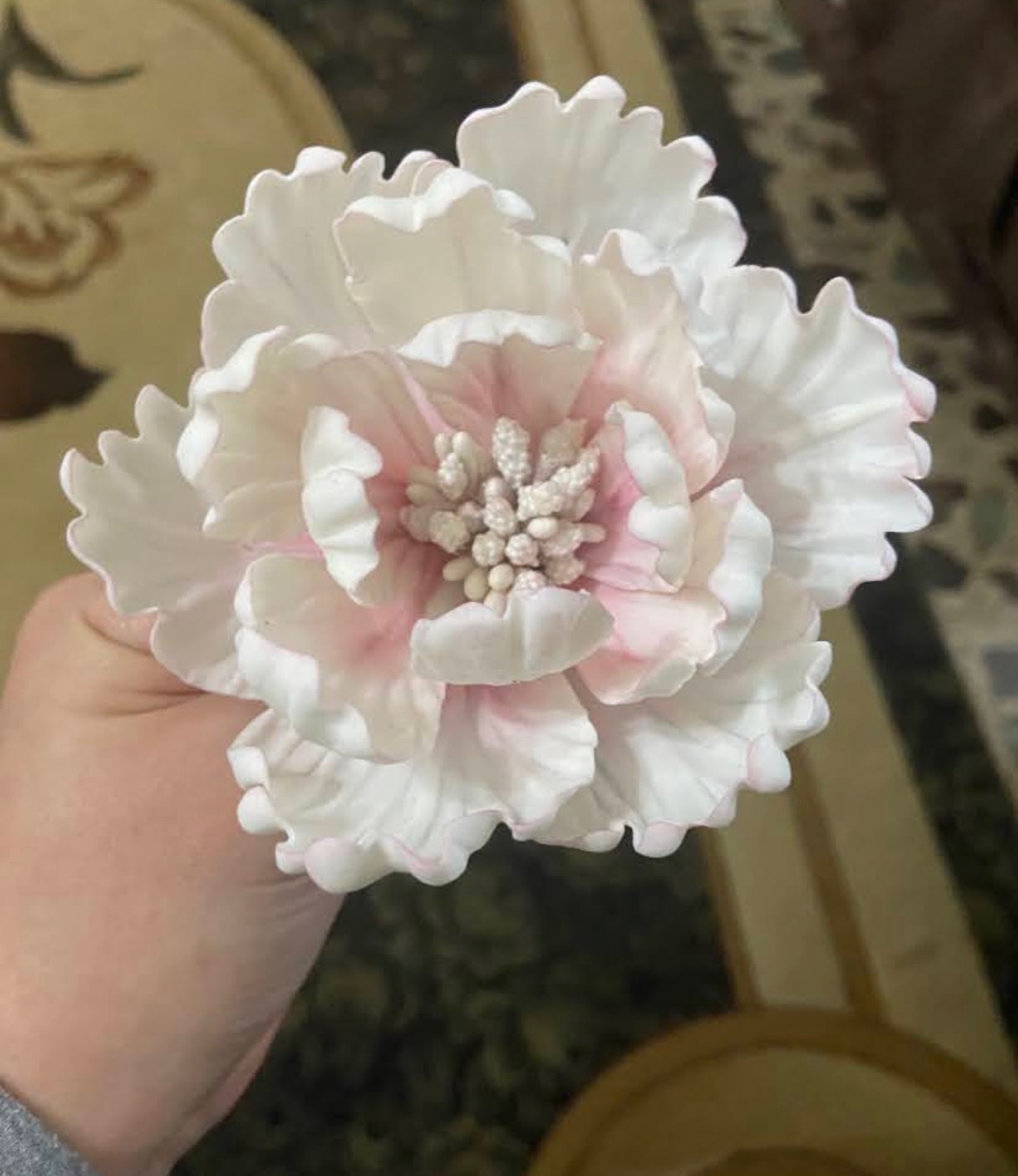 Blush pink ruffled sugar peony